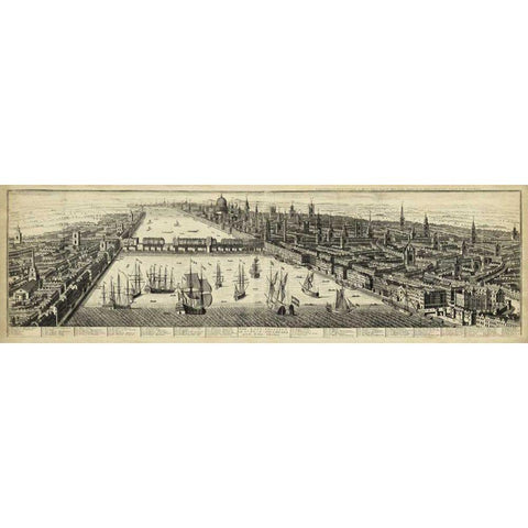 The East Prospect of London Gold Ornate Wood Framed Art Print with Double Matting by Unknown