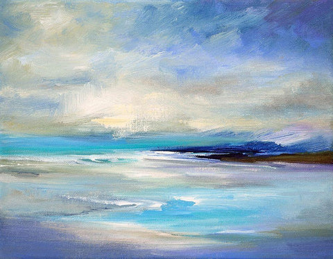 Tropical Bay White Modern Wood Framed Art Print with Double Matting by Sheila Finch