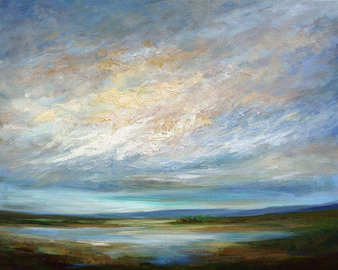 Coastal Clouds VI White Modern Wood Framed Art Print with Double Matting by Sheila Finch