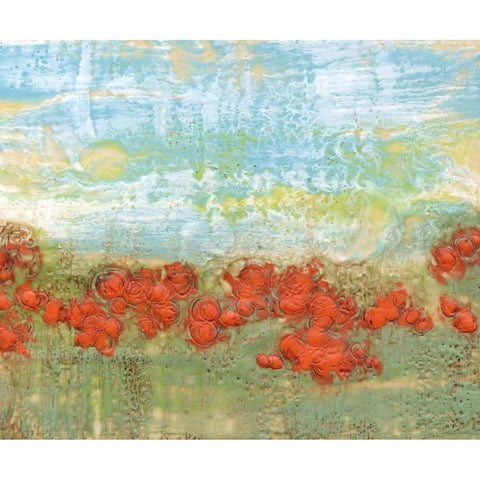 Coral Poppies II Black Modern Wood Framed Art Print with Double Matting by Goldberger, Jennifer