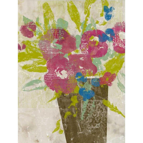 Bouquet Collage II Black Modern Wood Framed Art Print with Double Matting by Goldberger, Jennifer