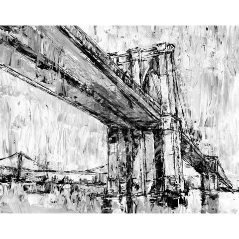 Iconic Suspension Bridge II White Modern Wood Framed Art Print by Harper, Ethan