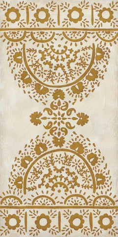 Ochre Embroidery I White Modern Wood Framed Art Print with Double Matting by Zarris, Chariklia