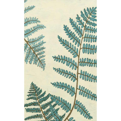 Blue Fern Trio III Gold Ornate Wood Framed Art Print with Double Matting by Vess, June Erica