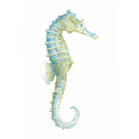 Watercolor Seahorse I White Modern Wood Framed Art Print by Meagher, Megan