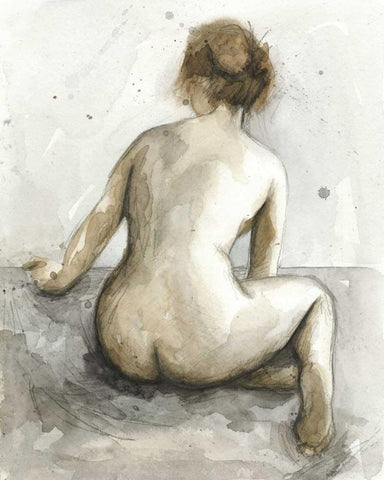 Figure in Watercolor I Black Ornate Wood Framed Art Print with Double Matting by Meagher, Megan