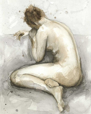 Figure in Watercolor II White Modern Wood Framed Art Print with Double Matting by Meagher, Megan