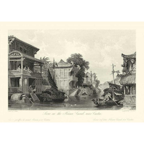 Scenes in China I Black Modern Wood Framed Art Print by Allom, T.