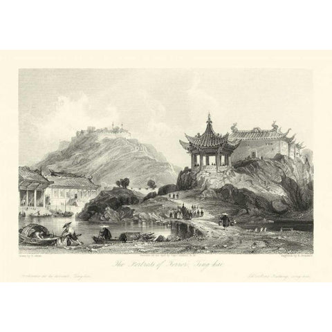 Scenes in China II Black Modern Wood Framed Art Print by Allom, T.