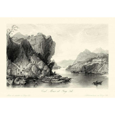 Scenes in China III Black Modern Wood Framed Art Print by Allom, T.