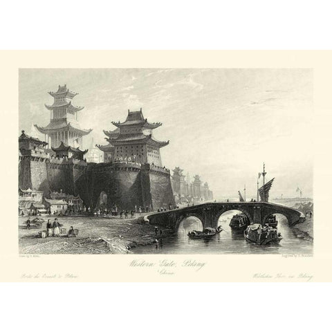 Scenes in China IX Black Modern Wood Framed Art Print by Allom, T.