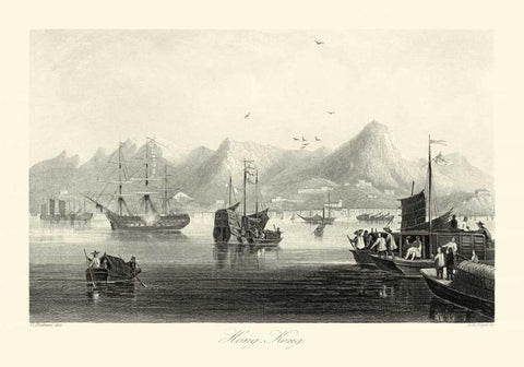 Scenes in China XII Black Ornate Wood Framed Art Print with Double Matting by Allom, T.