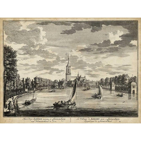 Views of Amsterdam VII Gold Ornate Wood Framed Art Print with Double Matting by Visher, Nicolaus