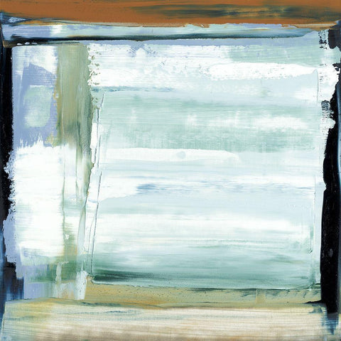 Blue and Green I White Modern Wood Framed Art Print by Gordon, Sharon