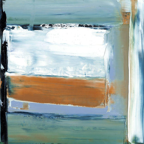 Blue and Green II White Modern Wood Framed Art Print by Gordon, Sharon