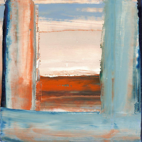 Orange and Blue I White Modern Wood Framed Art Print with Double Matting by Gordon, Sharon