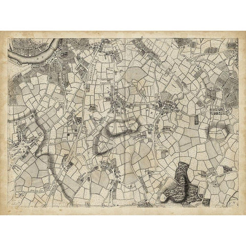 Map of London Grid XI Gold Ornate Wood Framed Art Print with Double Matting by Unknown