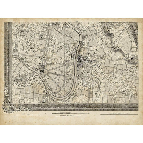 Map of London Grid XIII Gold Ornate Wood Framed Art Print with Double Matting by Unknown