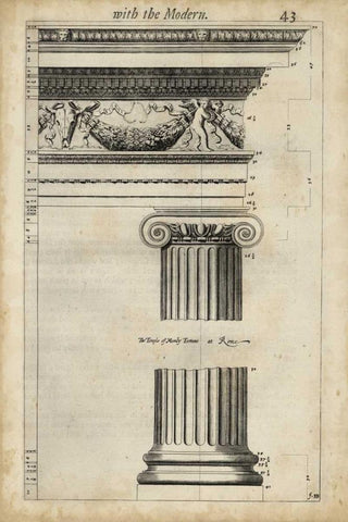 Ancient Architecture III Black Ornate Wood Framed Art Print with Double Matting by Evelyn, John