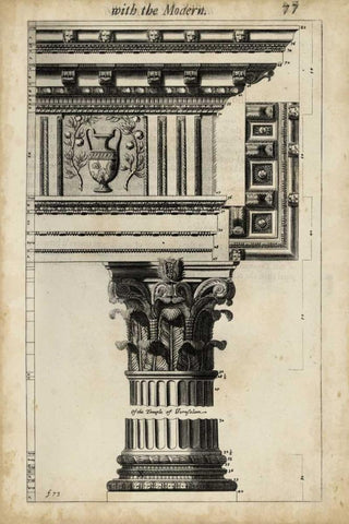 Ancient Architecture VII White Modern Wood Framed Art Print with Double Matting by Evelyn, John