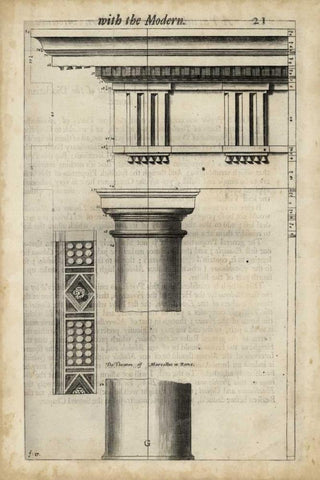 Ancient Architecture VIII Black Ornate Wood Framed Art Print with Double Matting by Evelyn, John