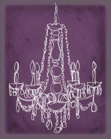 Plum Chandelier Sketch I White Modern Wood Framed Art Print with Double Matting by Harper