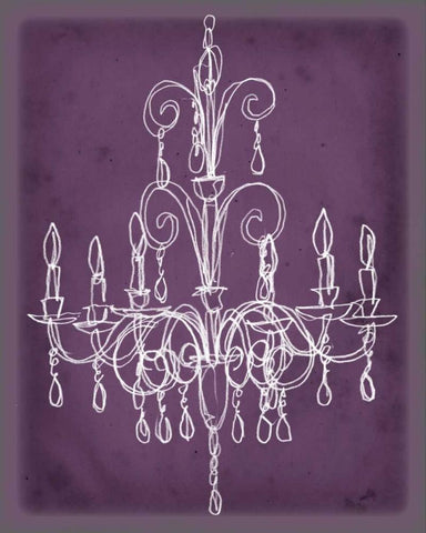 Plum Chandelier Sketch II Black Ornate Wood Framed Art Print with Double Matting by Harper