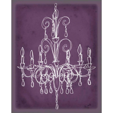 Plum Chandelier Sketch II Black Modern Wood Framed Art Print by Harper