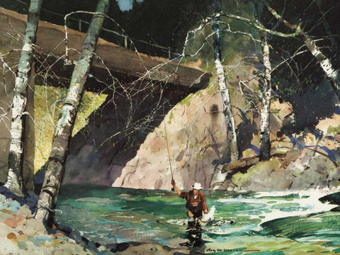 Fishing Retreat I Black Ornate Wood Framed Art Print with Double Matting by Mason, Roy M.