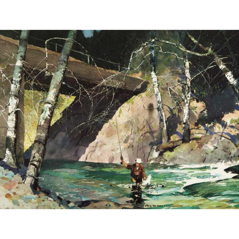 Fishing Retreat I Black Modern Wood Framed Art Print by Mason, Roy M.