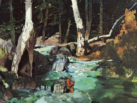 Fishing Retreat II White Modern Wood Framed Art Print with Double Matting by Mason, Roy M.