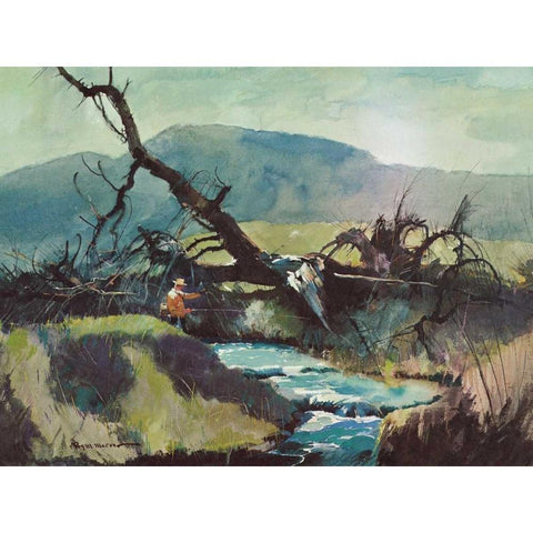 Fishing Retreat III Black Modern Wood Framed Art Print with Double Matting by Mason, Roy M.