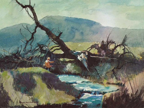 Fishing Retreat III Black Ornate Wood Framed Art Print with Double Matting by Mason, Roy M.