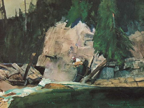 Fishing Retreat IV Black Ornate Wood Framed Art Print with Double Matting by Mason, Roy M.