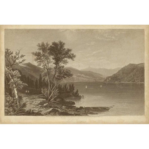 Lake George Black Modern Wood Framed Art Print with Double Matting by R. Hinshelwood
