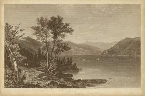 Lake George White Modern Wood Framed Art Print with Double Matting by R. Hinshelwood