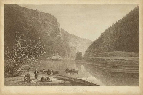 Delaware Water Gap White Modern Wood Framed Art Print with Double Matting by R. Hinshelwood