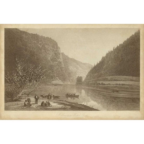 Delaware Water Gap Black Modern Wood Framed Art Print by R. Hinshelwood