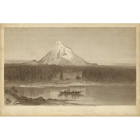 Mount Hood from Columbia Gold Ornate Wood Framed Art Print with Double Matting by R. Hinshelwood