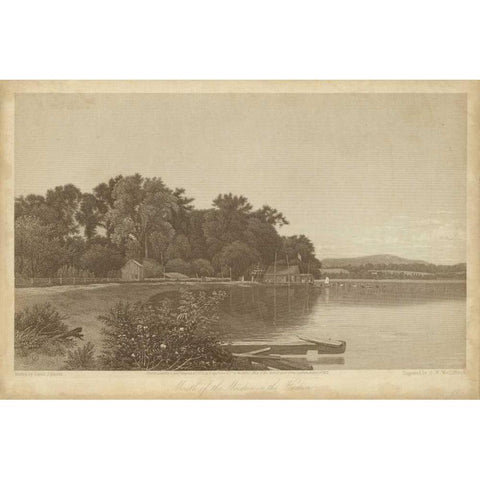 Mouth of the Moodna on the Hudson Black Modern Wood Framed Art Print with Double Matting by R. Hinshelwood