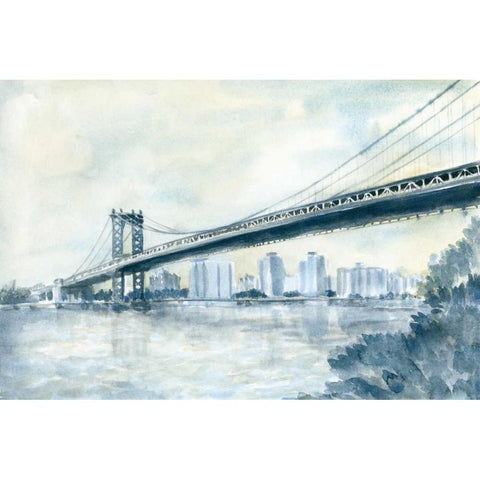 City Bridge II Black Modern Wood Framed Art Print with Double Matting by Meagher, Megan