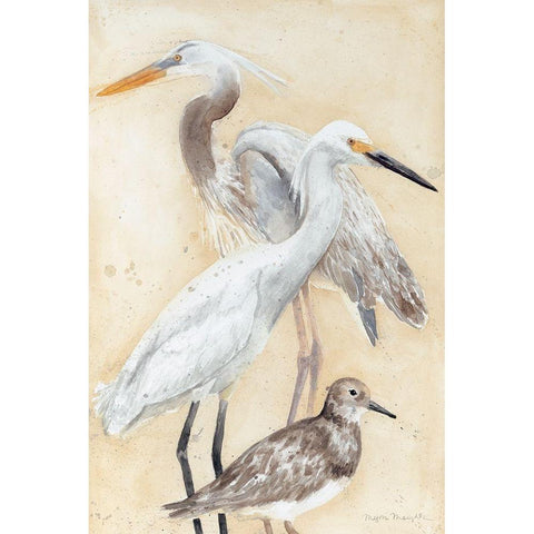Watercolor Waterbirds II White Modern Wood Framed Art Print by Meagher, Megan