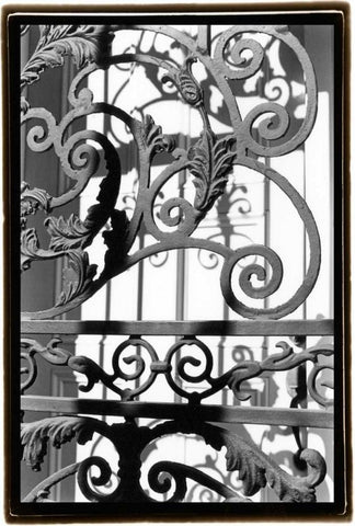 Wrought Iron Elegance II White Modern Wood Framed Art Print with Double Matting by DeNardo, Laura