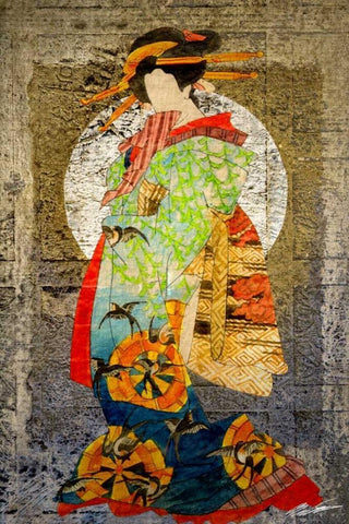 Entertainer II White Modern Wood Framed Art Print with Double Matting by Butler, John