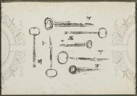 Keepsake Keys I Black Ornate Wood Framed Art Print with Double Matting by Goldberger, Jennifer