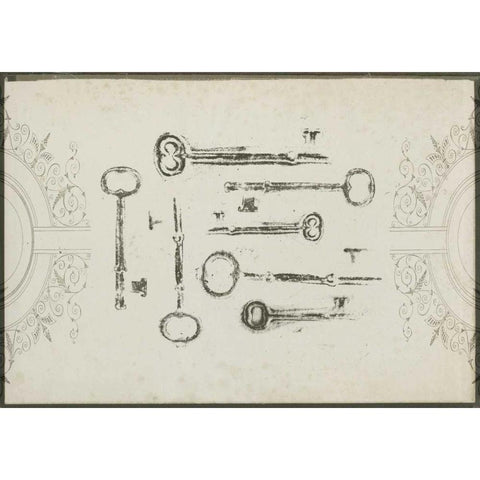 Keepsake Keys I Gold Ornate Wood Framed Art Print with Double Matting by Goldberger, Jennifer