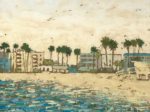 Beach Coast I White Modern Wood Framed Art Print with Double Matting by Meagher, Megan