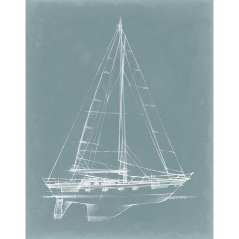 Yacht Sketches II Black Modern Wood Framed Art Print by Harper, Ethan