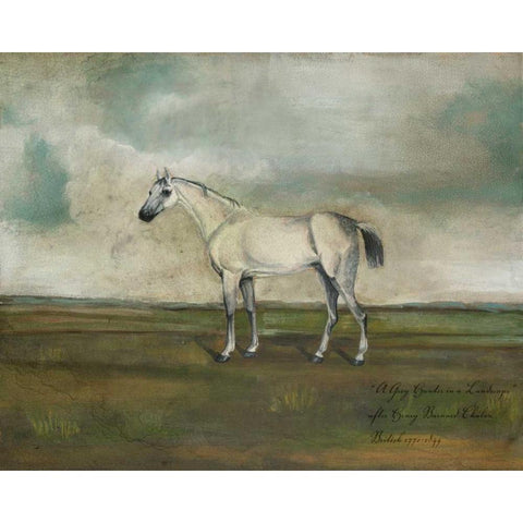 A Grey Hunter in a Landscape Gold Ornate Wood Framed Art Print with Double Matting by McCavitt, Naomi