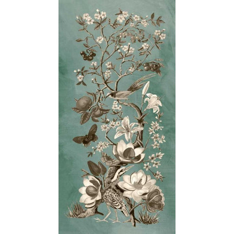 Chinoiserie Patina II Black Modern Wood Framed Art Print with Double Matting by McCavitt, Naomi